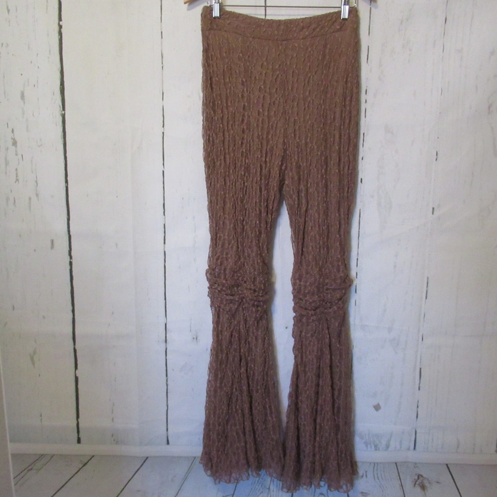 Free People Taupe Textured Flare Pants